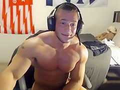 Cute handsome muscle stud jerking off