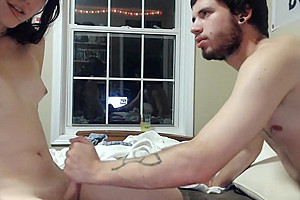 Cute teen 18+ tranny plays with lucky guy