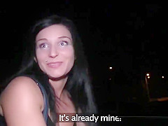 Czech beauty bangs outdoor at night pov