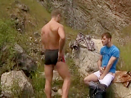 Delicious Homosexual Pair Is Caught In The Wood Banging
