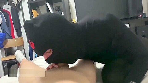 Discreet Jock in Lycra/Spandex gives BJ - POV worship plus Foot job