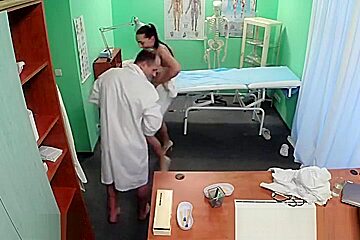 Doctor pussy fucks nurse and patient in office