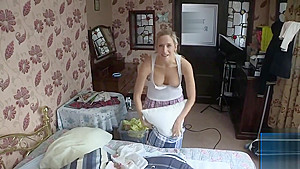 Downblouse Preparing The Bed