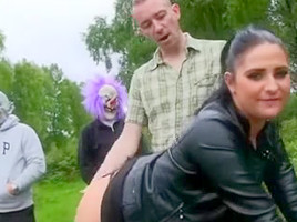 Doxy Brunette Hair Receives Drilled in Public
