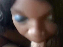 Ebony Hoe Sucks White Dick and Swallows