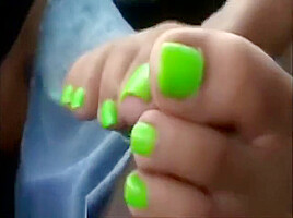 Ebony car footjob