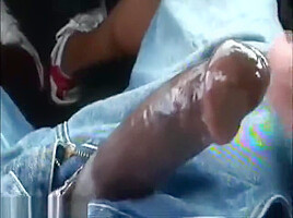 Ebony car footjob