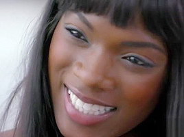 Ebony cutie cum sprayed