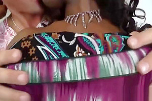 Ebony shemale gets cock sucked