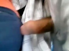 Encoxada girl in black leggings  dood wid his cock out