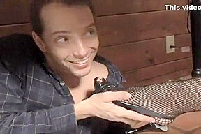 Erotic Whore In Transparent Stockings Gives Great Footjob