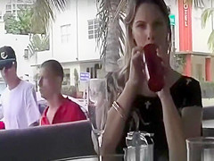 Exhibitionist blonde chick upskirt