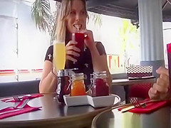 Exhibitionist blonde chick upskirt