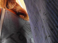 Eye-catching denim upskirt