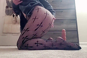 Femboy Embits Fucks Ass Through Fishnets