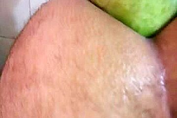 Femdom Vegetable Fist & Foot in Unrepining Male Butt
