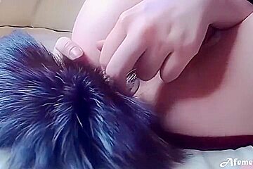 Femfoxfury - Hot Sexy Fox Masturbate Pussy Dildo With Butt Plug And Orgasm