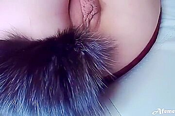 Femfoxfury - Hot Sexy Fox Masturbate Pussy Dildo With Butt Plug And Orgasm