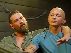 Flogged submissive muscle getting dominated