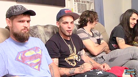 Four Straight Guys Stroke Cock - Devin Reynolds, Dean Inja, Nolan & Drac