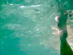 Ful naked nude MILF under the water with hairy pussy