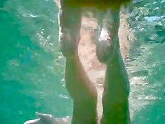 Ful naked nude MILF under the water with hairy pussy