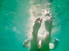 Ful naked nude MILF under the water with hairy pussy