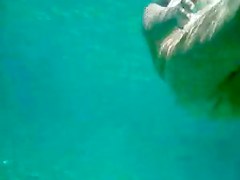 Ful naked nude MILF under the water with hairy pussy