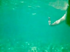 Ful naked nude MILF under the water with hairy pussy