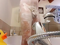 Gay captures nude young Twink Boy ass in soapy bath