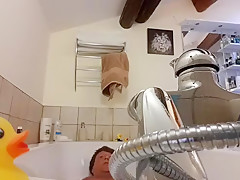 Gay captures nude young Twink Boy ass in soapy bath