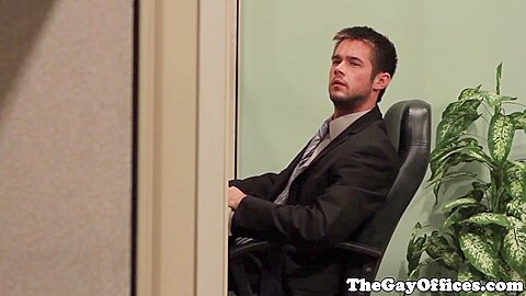 Gay office hunk drilled until they cum