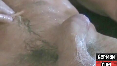 German amateur oiled DILF wanks and cums for his BJ BF