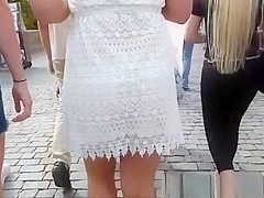 Girl in white transparent dress
