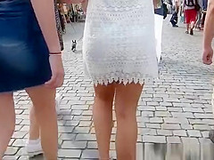 Girl in white transparent dress