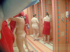 Girl with beautiful body wiped off after a shower