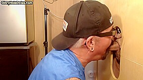 Gloryhole mature gay in amateur video sucks rod till facial