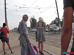Golden-Haired babe in outdoor upskirt vid