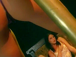 Gorgeous Pole Dancing Brunette Play Lesbo Games With Slut