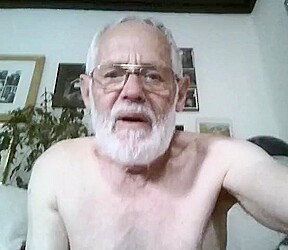 Grandpa stroke and cum on cam