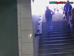 Great view up petticoat in subway