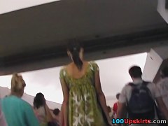 Great view up petticoat in subway