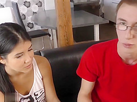 HUNT4K  Nerdy cuckold watches girlfriend fucked by muscular