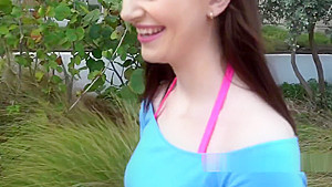 Hairy cunt brunette banged outdoor