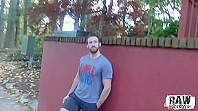 Hairy gay sucked off before eating muscular jock cum on roommates film
