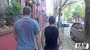 Hairy gay sucked off before eating muscular jock cum on roommates film