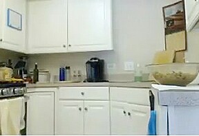 Hairy nerd cooking naked