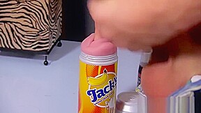 Handsome twink Phillip fucks a fleshlight with a huge cock