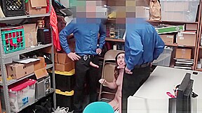 Handsome young crook double teamed by two big dick cops