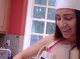 Hardcore 18yo besties cooking before big dick foursome